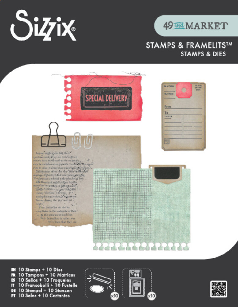 Sizzix Clear Stamps w/Framelists Die by 49 & Market Creative Combos (10+10pcs) (667058)