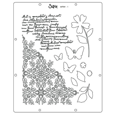 Sizzix Stencil A4 by 49 & Market Petal Play (1pcs) (667061)