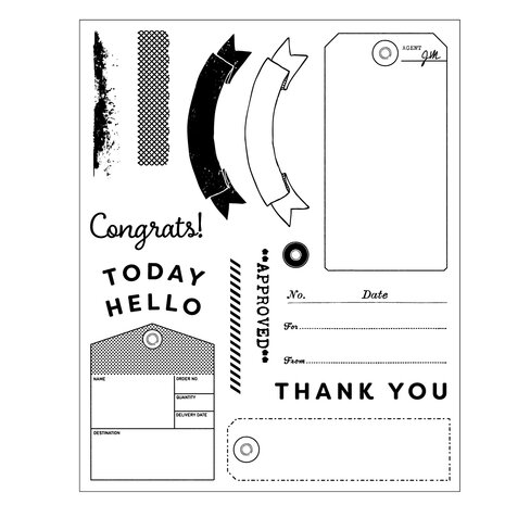 Sizzix Clear Stamps w/Framelits Die by 49 & Market Tag It (6+17pcs) (667064)