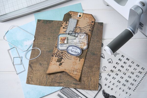 Sizzix Clear Stamps w/Framelits Die by 49 & Market Globetrotter's Mark (62+4pcs) (667060)