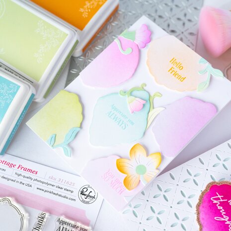 Pinkfresh Studio Homespun with Heart Stamp Cottage Frames (311625)