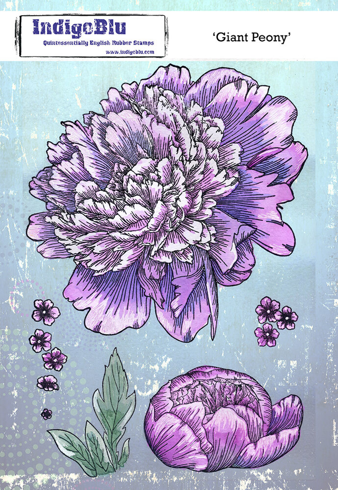 IndigoBlu Giant Peony A5 Red Rubber Stamp (IND1491)