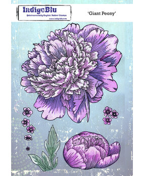 IndigoBlu Giant Peony A5 Red Rubber Stamp (IND1491)