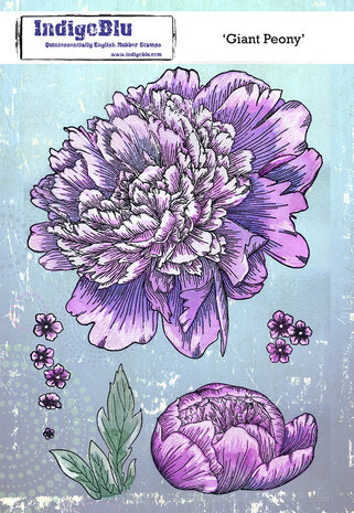 IndigoBlu Giant Peony A5 Red Rubber Stamp (IND1491)