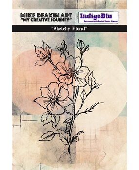 IndigoBlu Sketchy Floral A6 Red Rubber Stamp (IND1468)