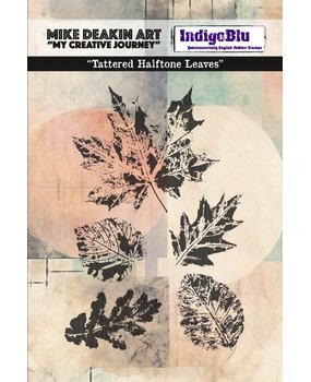 IndigoBlu Tattered Halftone Leaves A6 Red Rubber Stamp (IND1467)