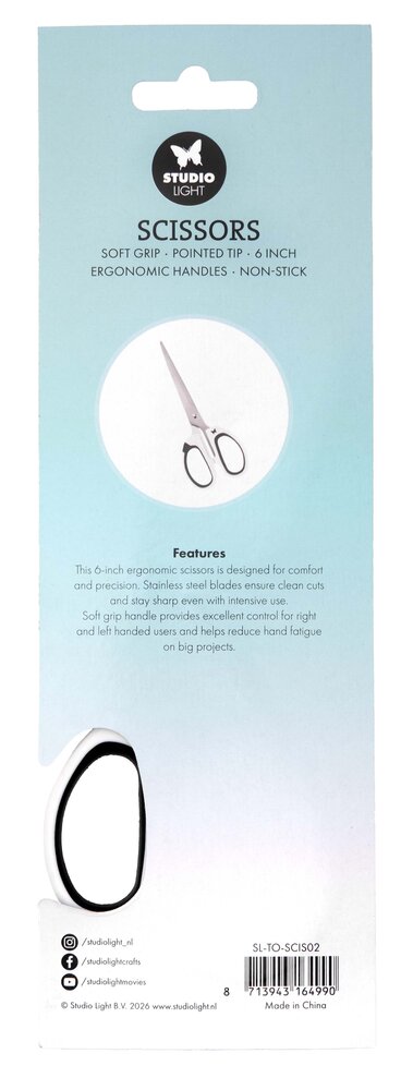 Studio Light Scissors Soft Grip/Pointed Tip/Non Stick 6 Inch - White (SL-TO-SCIS02)