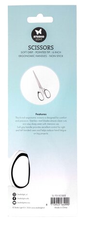 Studio Light Scissors Soft Grip/Pointed Tip/Non Stick 6 Inch - White (SL-TO-SCIS02)