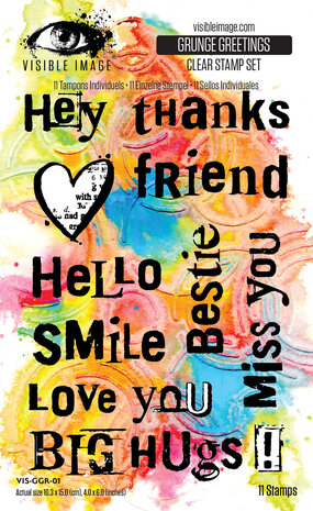 Visible Image Grunge Florals 4x6 Inch Stamp Set Grunge Greetings (VIS-GGR-01)
