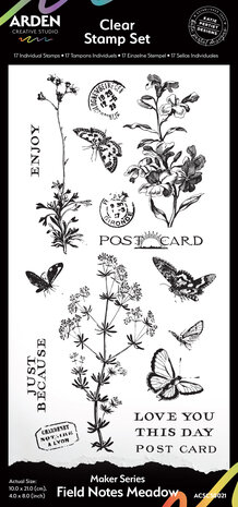 Arden Creative Studio Maker Series 4x8 Inch Clear Stamp Set Field Notes Meadow (ACSCS0021) Arden Creative Studio Maker Series 4x8 Inch Clear Stamp Set Field Notes Meadow (ACSCS0021)