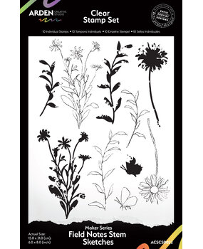 Arden Creative Studio Maker Series 6x8 Inch Clear Stamp Set Field Notes Stem Sketches (ACSCS0022)
