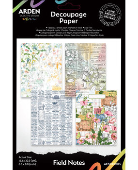 Arden Creative Studio Field Notes 6x8 Inch Decoupage Paper (12pcs) (ACSDP0003)