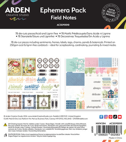 Arden Creative Studio Field Notes Ephemera Pack (78pcs) (ACSEP0010)