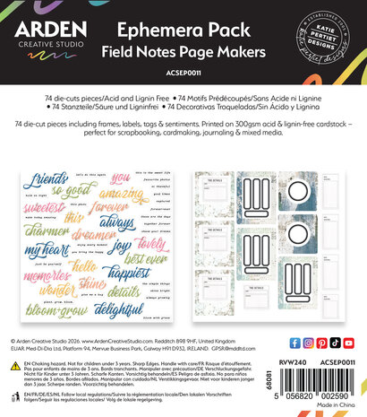 Arden Creative Studio Field Notes Page Makers Ephemera Pack (74pcs) (ACSEP0011) Arden Creative Studio Field Notes Page Makers Ephemera Pack (74pcs) (ACSEP0011)
