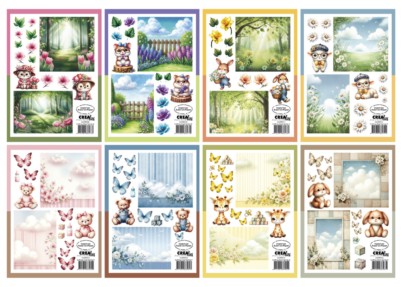Crealies Cutting Sheets Papier Bundel Knipvellen Lente A - H (8pcs) (CLSVP902)