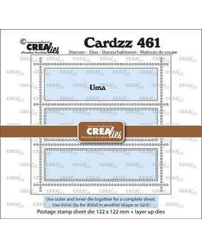 Crealies Cardzz Dies Square Postage Stamp Sheet Uma with 3 Rectangles (CLCZ461)