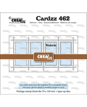 Crealies Cardzz Stansen Mini Slimline Postzegelvel Valerie met 4 Rechthoeken Verticaal (CLCZ462)