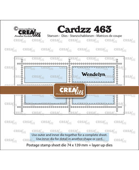 Crealies Cardzz Stansen Mini Slimline Postzegelvel Wendelyn met 4 Rechthoeken Horizontaal (CLCZ463)