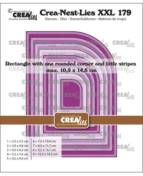 Crealies Crea-Nest-Lies XXL Dies Rectangle with One Rounded Corner and Little Stripes (CLNestXXL179)