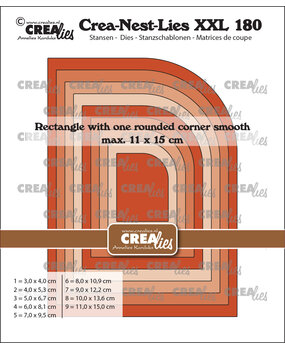 Crealies Crea-Nest-Lies XXL Stansen No. 180 Rechthoek met Afgeronde Hoek Glad (CLNestXXL180)