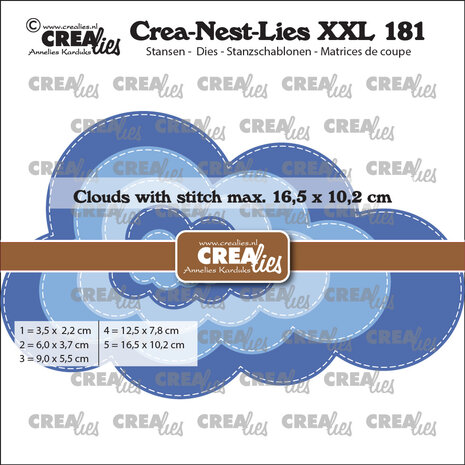 Crealies Crea-Nest-Lies XXL Stansen No. 181 Wolk met Stiklijn (CLNestXXL181)