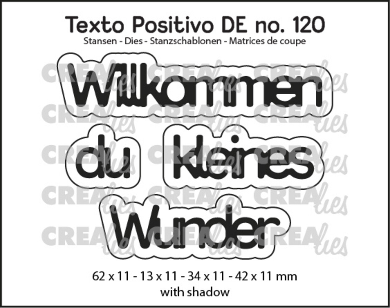 Crealies Texto Positivo Dies German Willkommen du Kleines Wunder (POSDE120)