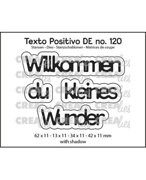 Crealies Texto Positivo Stansen German Willkommen du Kleines Wunder (POSDE120)