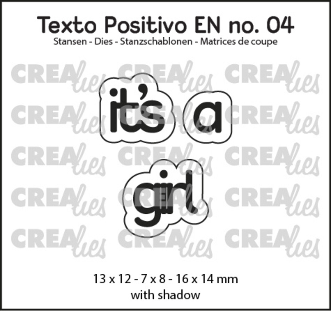 Crealies Texto Positivo Dies English It's a Girl (POSEN04)