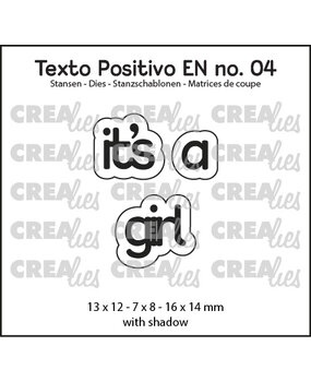 Crealies Texto Positivo Dies English It's a Girl (POSEN04)