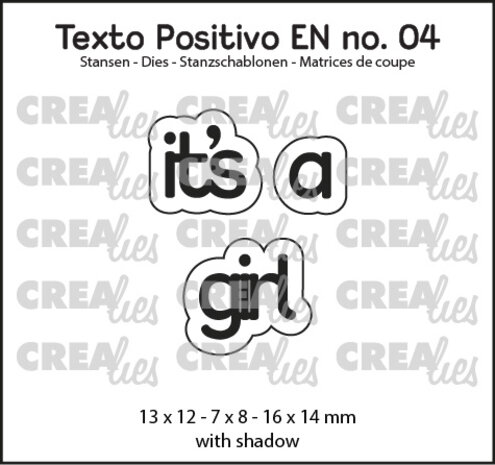 Crealies Texto Positivo Dies English It's a Girl (POSEN04)