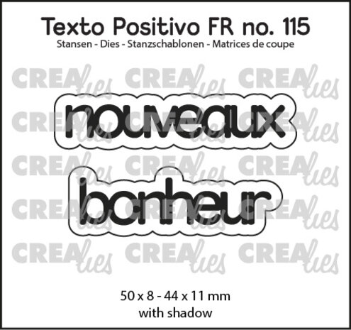 Crealies Texto Positivo Dies French Nouveaux Bonheur (POSFR115)