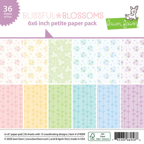 Lawn Fawn Blissful Blossoms 6x6 Inch Petite Paper Pack (LF4009)