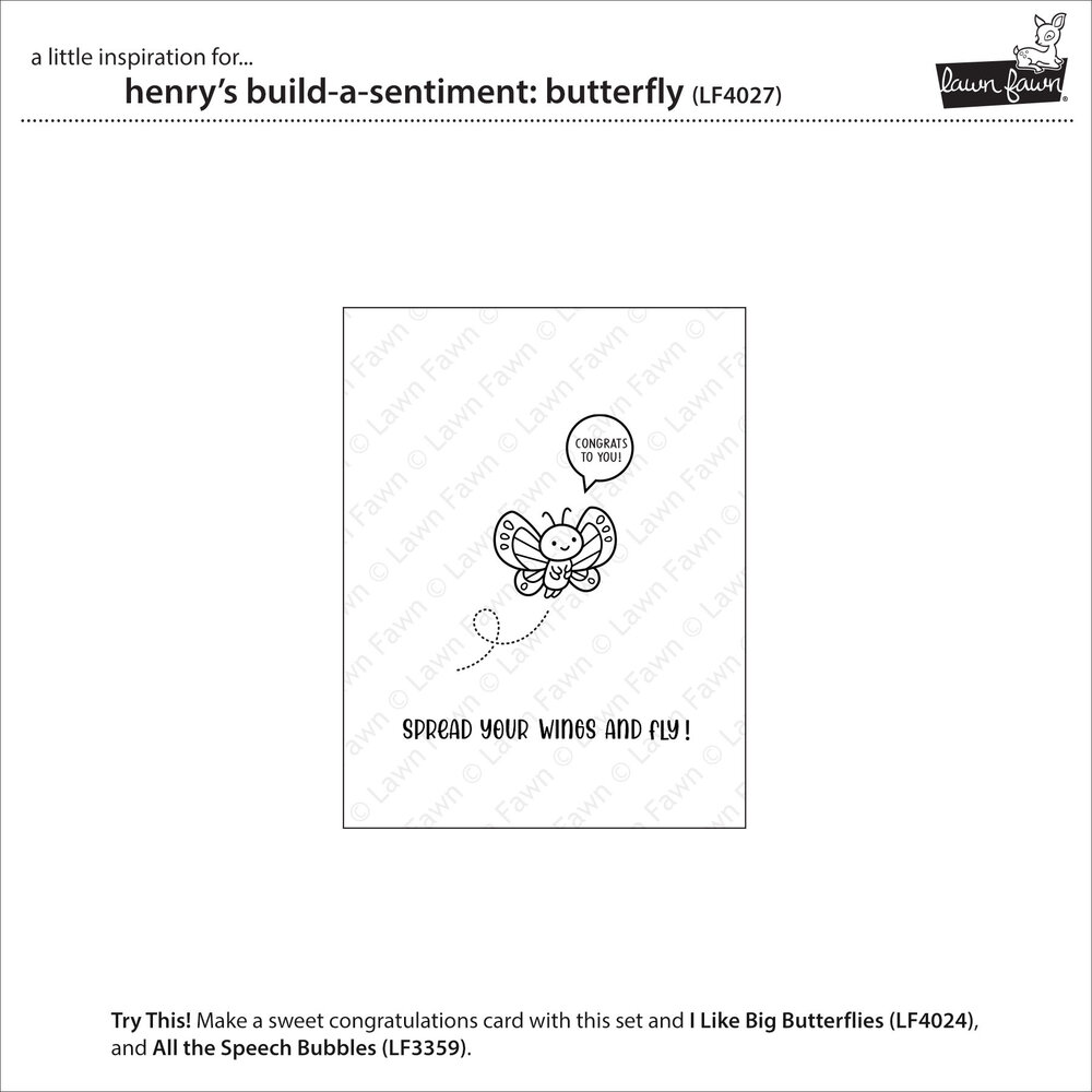 Lawn Fawn Henry's Build-A-Sentiment Butterfly Clear Stamps (LF4027) Lawn Fawn Henry's Build-A-Sentiment Butterfly Clear Stamps (LF4027)