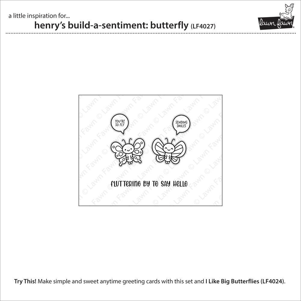 Lawn Fawn Henry's Build-A-Sentiment Butterfly Clear Stamps (LF4027) Lawn Fawn Henry's Build-A-Sentiment Butterfly Clear Stamps (LF4027)