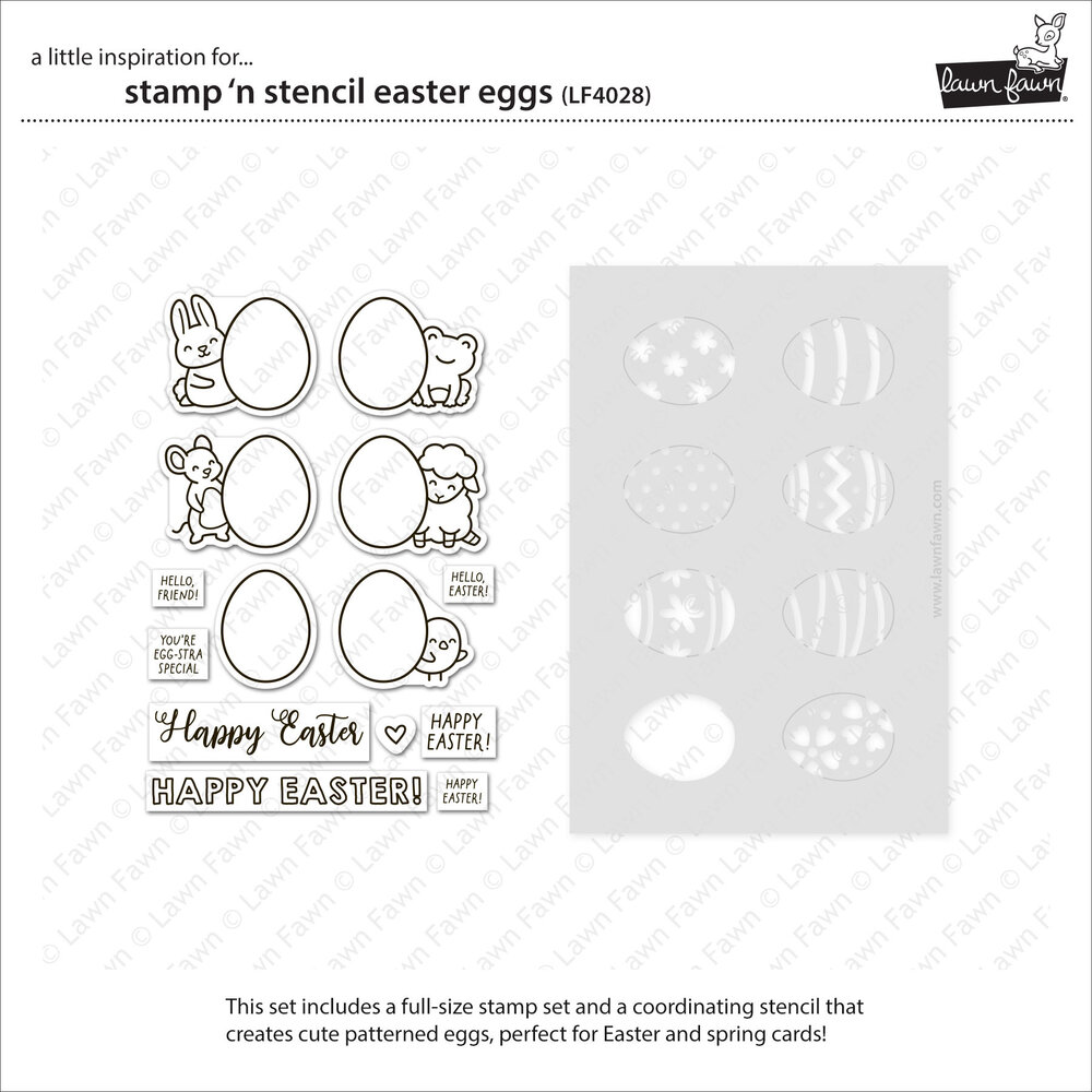 Lawn Fawn Stamp 'N Stencil Easter Eggs Clear Stamps (LF4028)