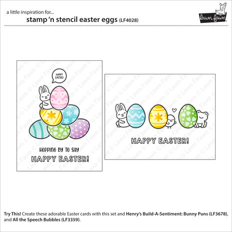Lawn Fawn Stamp 'N Stencil Easter Eggs Clear Stamps (LF4028)