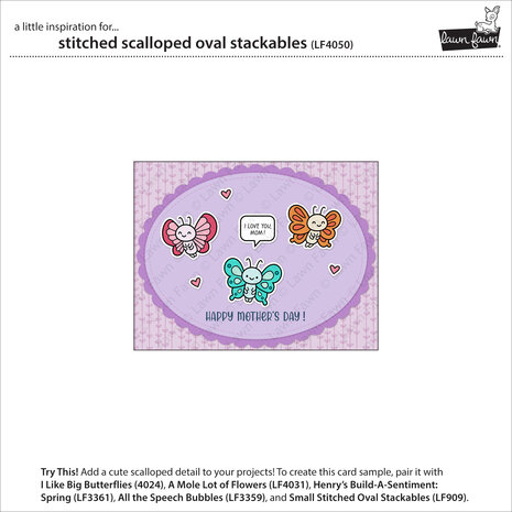 Lawn Fawn Stitched Scalloped Oval Stackables Stand-Alone Lawn Cuts Dies (LF4050)