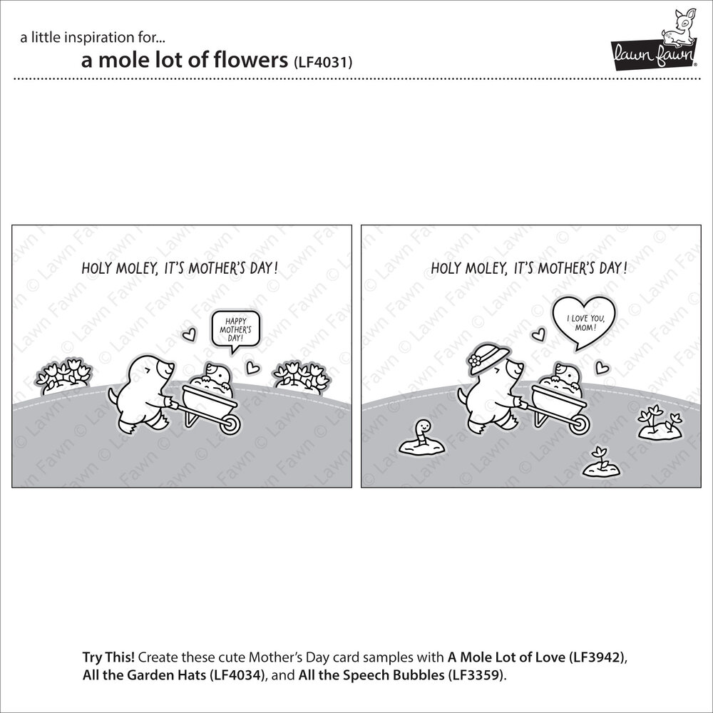 Lawn Fawn A Mole Lot Of Flowers Clear Stamps (LF4031) Lawn Fawn A Mole Lot Of Flowers Clear Stamps (LF4031)