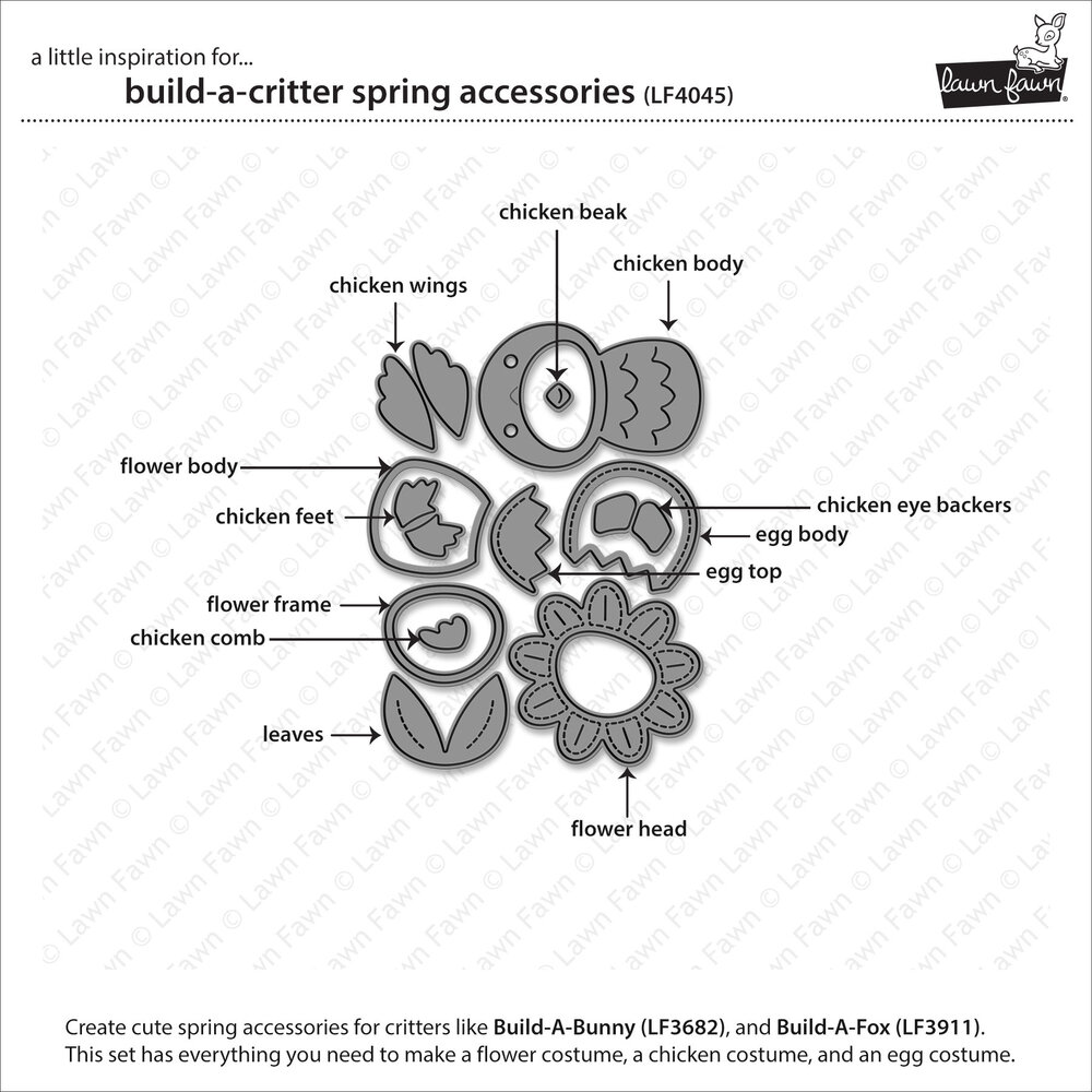 Lawn Fawn Build-A-Critter Spring Accessories Stand-Alone Lawn Cuts Dies (LF4045)