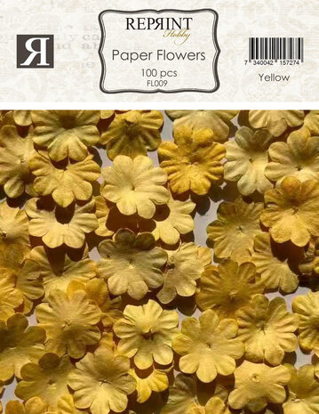 Reprint Paper Flowers Yellow (100pcs) (FL009)