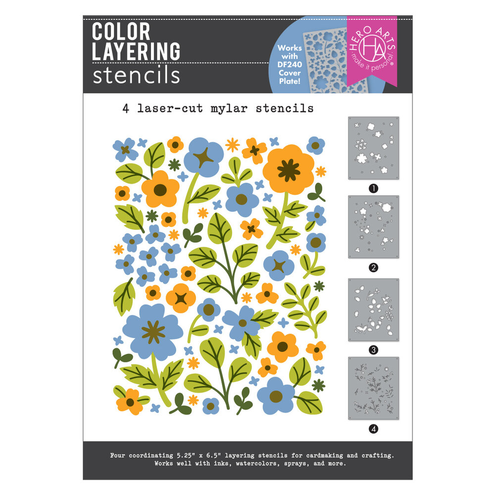 Hero Arts Spring Meadow Stencils Color Layering Meadow Blooms (SA293)