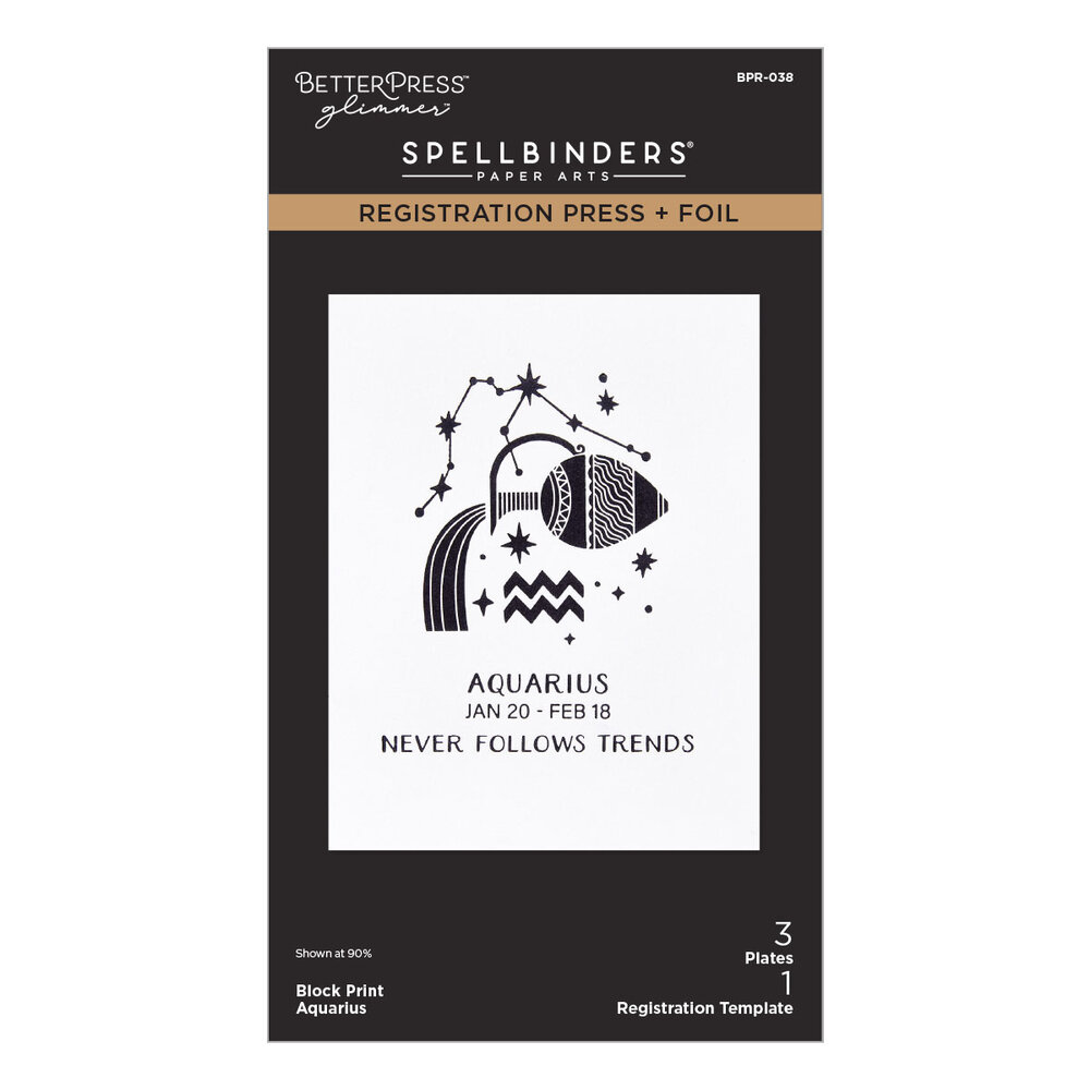 Spellbinders Block Print Zodiacs Registration Press + Foil Plate Aquarius (BPR-038) Spellbinders Block Print Zodiacs Registration Press + Foil Plate Aquarius (BPR-038)