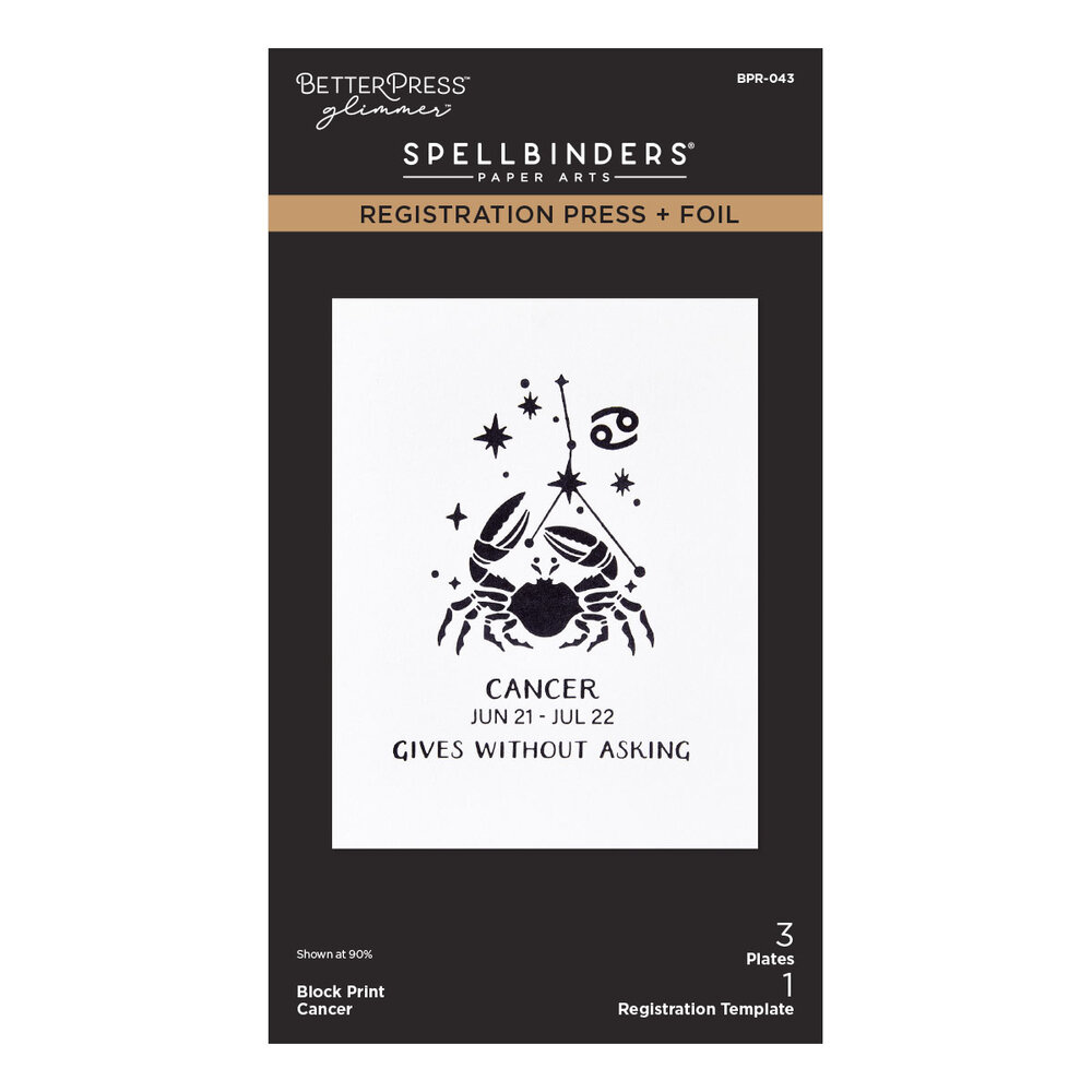 Spellbinders Block Print Zodiacs Registration Press + Foil Plate Cancer (BPR-043)
