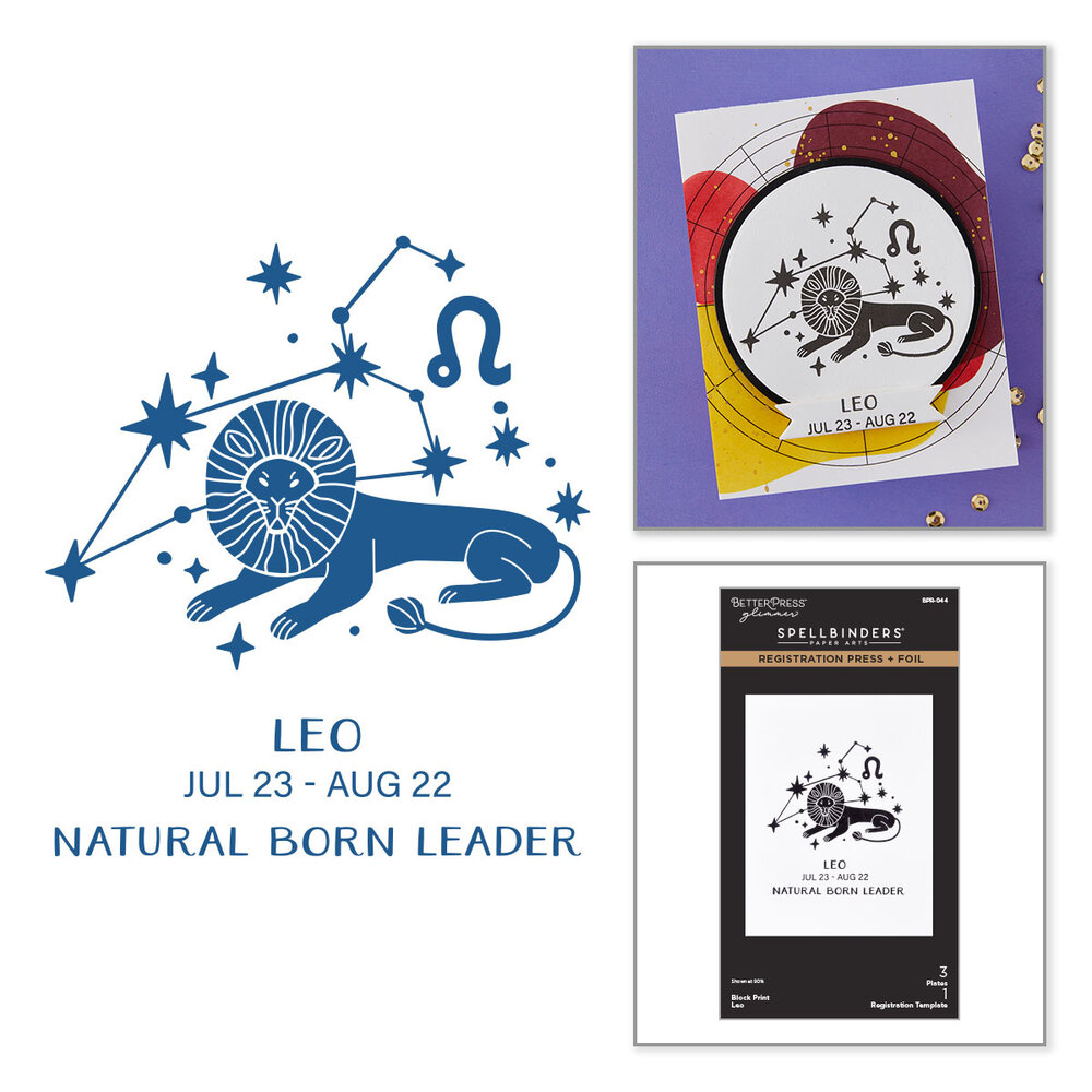 Spellbinders Block Print Zodiacs Registration Press + Foil Plate Leo (BPR-044)