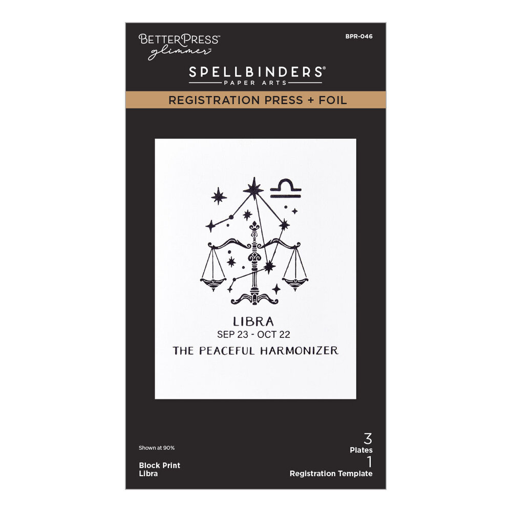 Spellbinders Block Print Zodiacs Registration Press + Foil Plate Libra (BPR-046)