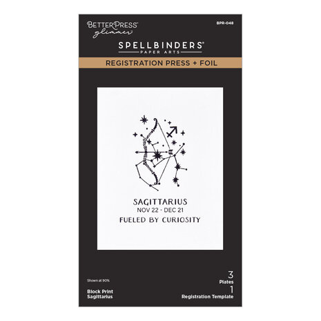 Spellbinders Block Print Zodiacs Registration Press + Foil Plate Sagittarius (BPR-048)