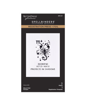 Spellbinders Block Print Zodiacs Registration Press + Foil Plate Scorpio (BPR-047)