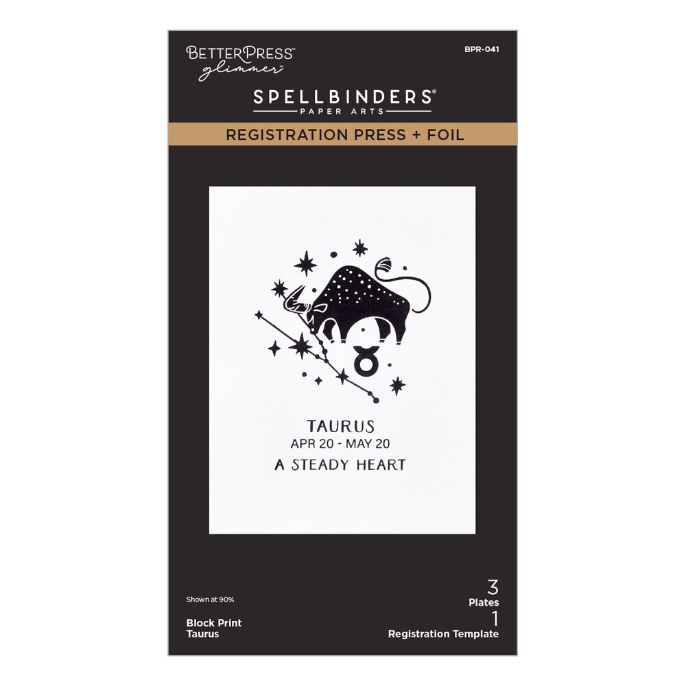 Spellbinders Block Print Zodiacs Registration Press + Foil Plate Taurus (BPR-041)