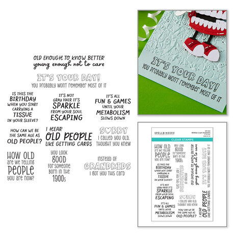 Spellbinders Aged to Perfection Clear Stamp Set Birthday Laughs Sentiments (STP-264) Spellbinders Aged to Perfection Clear Stamp Set Birthday Laughs Sentiments (STP-264)