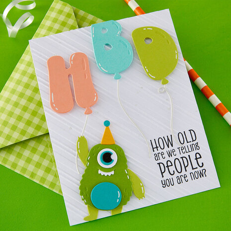 Spellbinders Aged to Perfection Etched Dies HBD Balloons (S3-562)